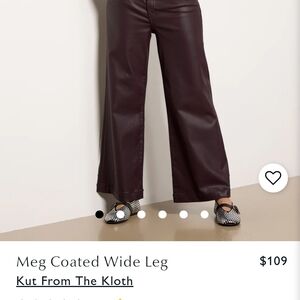 Kut from the Kloth Meg Coated Wide Leg Pants - Dark Burgundy